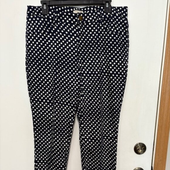 COLDWATER CREEK NAVY W/WHITE POLKA-DOTS STRAIGHT LEG JEANS. SZ. 14 - Picture 1 of 4